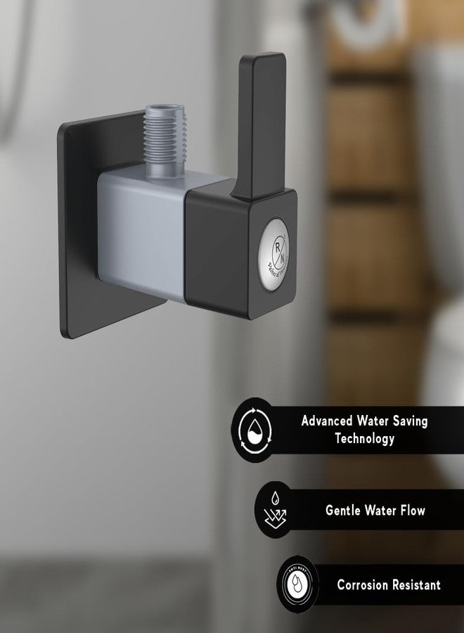 R. N. RN PTMT Superior Plastic Faucet Heavy Duty Angle Valve for Bathroom Sink, Geyser | Angle Cock with Wall Flange (Metallic-Grey-Black-Dual)_RNVIP09B01 | 20mm(3/4") Cartridge - Image 4